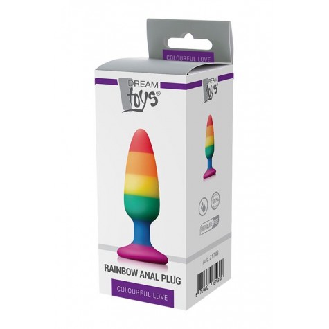 Разноцветная анальная втулка RAINBOW ANAL PLUG MEDIUM - 14 см.