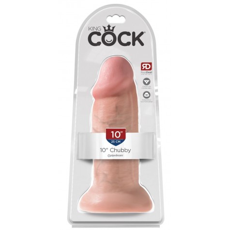 Телесный фаллоимитатор King Cock 10" Chubby - 25 см.