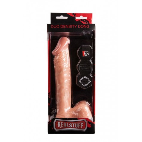 Телесный фаллоимитатор на присоске REALSTUFF DUO DENSITY DONG 9INCH - 22,9 см.