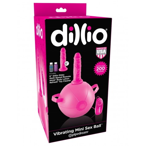 Розовый надувной мяч с вибронасадкой Vibrating Mini Sex Ball - 15,2 см.