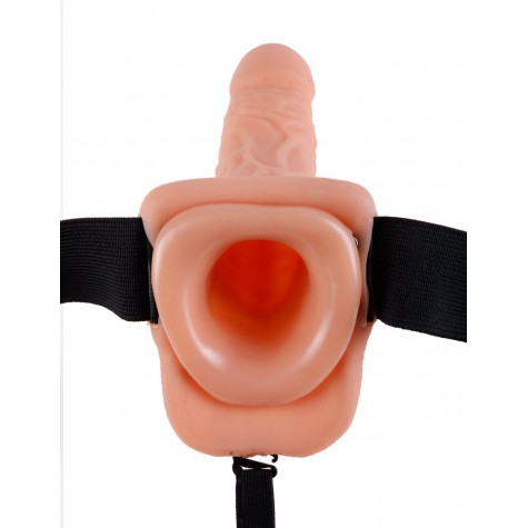 Полый страпон с креплением Vibrating Hollow Strap-On with Balls - 18,9 см.