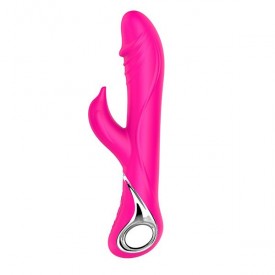 Розовый ротатор NAGHI NO.21 RECHARGEABLE DUO VIBRATOR с клиторальным отростком